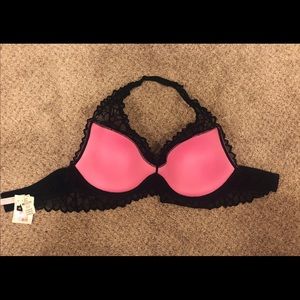 Black Lace Halter Bra